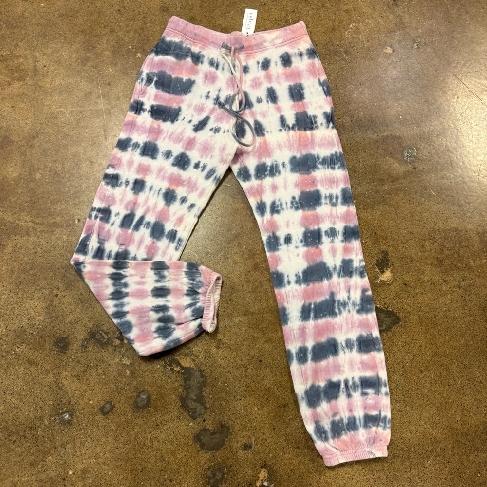 Velvet Pink and Blue Tie-Dye Joggers